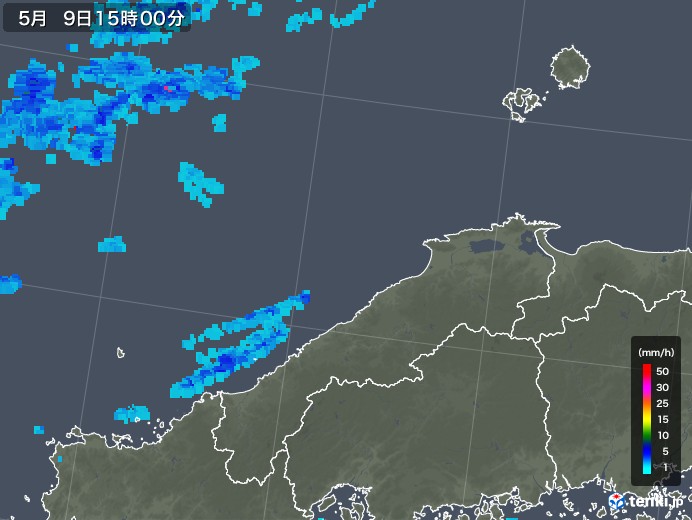 島根県の雨雲レーダー(2019年05月09日)