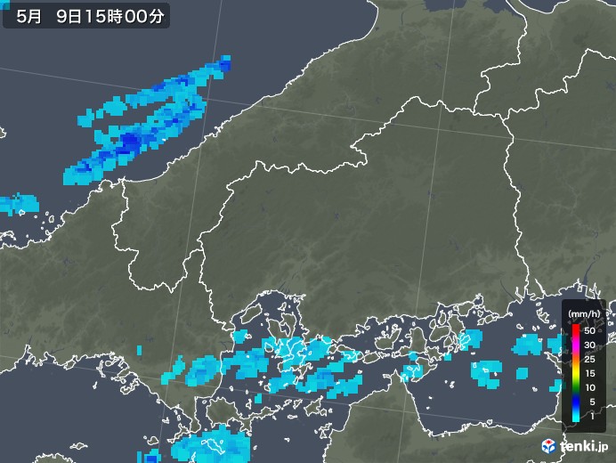 広島県の雨雲レーダー(2019年05月09日)