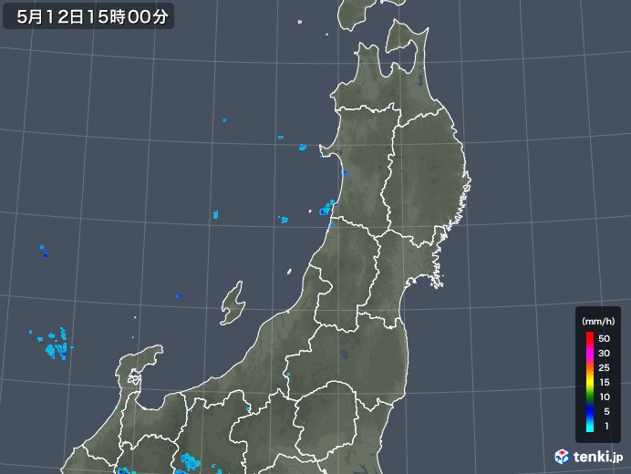 東北地方の雨雲レーダー(2019年05月12日)