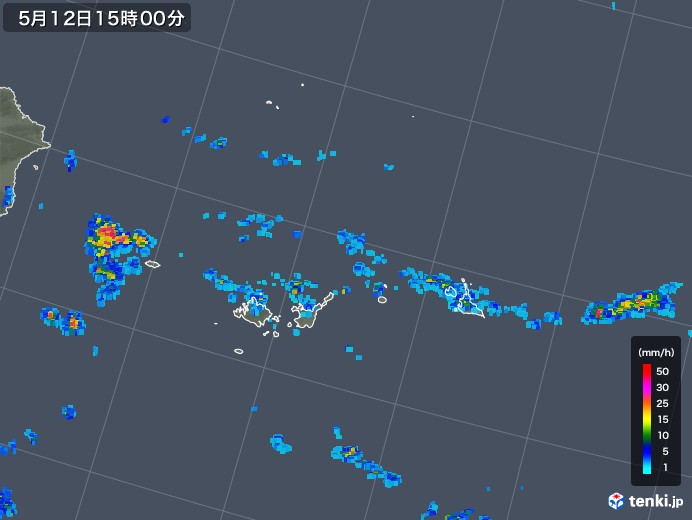 宮古・石垣・与那国(沖縄県)の雨雲レーダー(2019年05月12日)