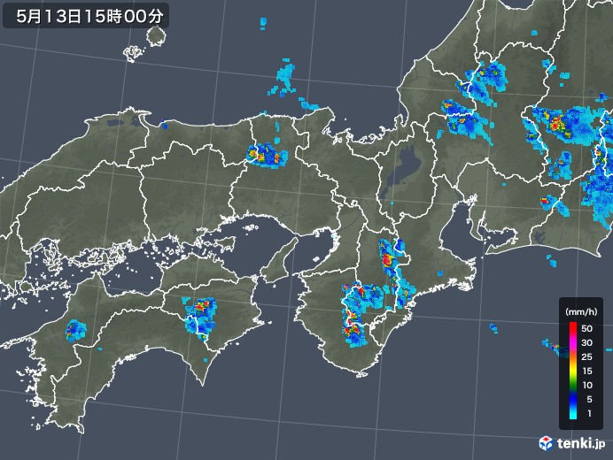 近畿地方の雨雲レーダー(2019年05月13日)