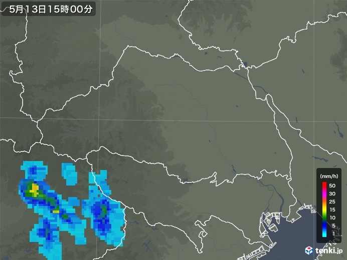 埼玉県の雨雲レーダー(2019年05月13日)