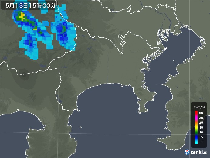 神奈川県の雨雲レーダー(2019年05月13日)