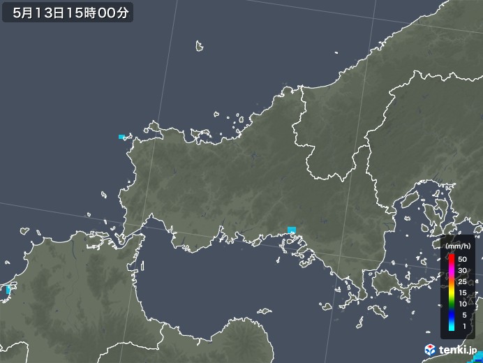 山口県の雨雲の動き(2019年05月13日)