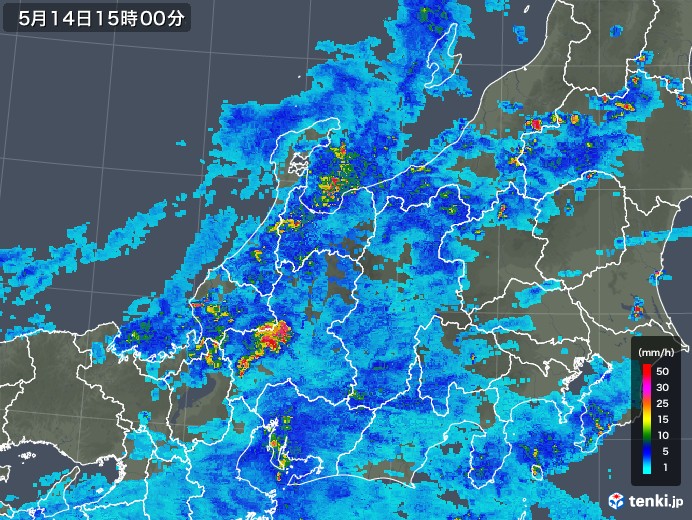 北陸地方の雨雲レーダー(2019年05月14日)