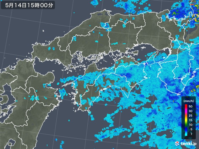 四国地方の雨雲レーダー(2019年05月14日)