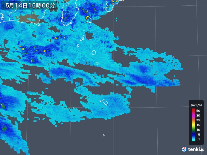 伊豆諸島(東京都)の雨雲レーダー(2019年05月14日)