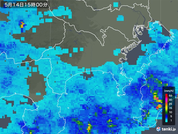 神奈川県の雨雲レーダー(2019年05月14日)