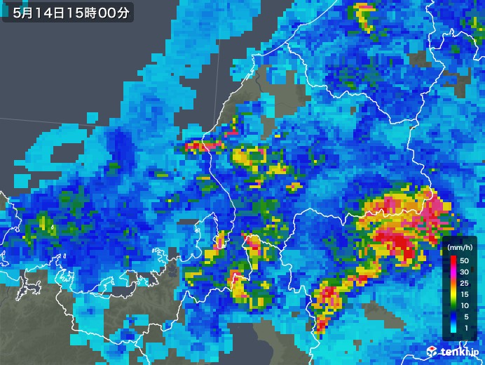 福井県の雨雲レーダー(2019年05月14日)