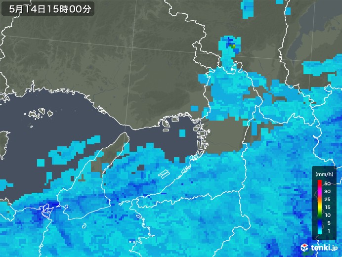 大阪府の雨雲レーダー(2019年05月14日)