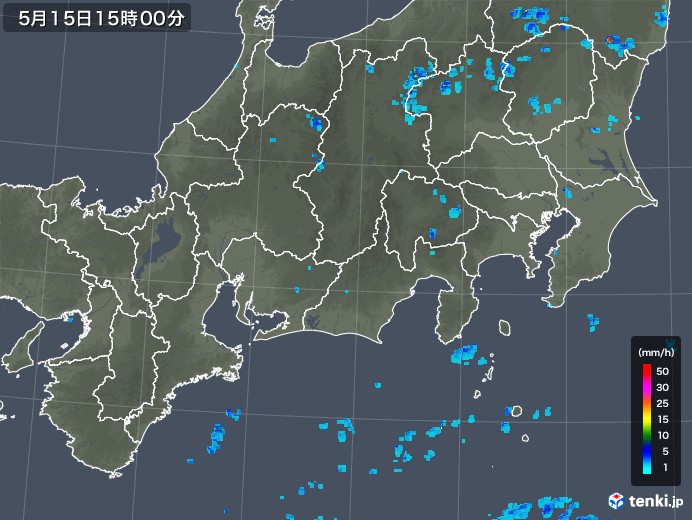 東海地方の雨雲レーダー(2019年05月15日)