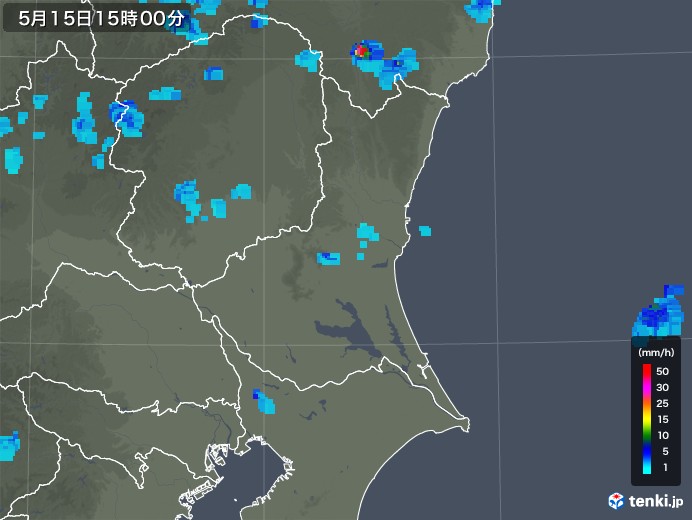 茨城県の雨雲レーダー(2019年05月15日)