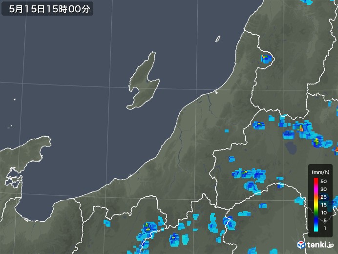 新潟県の雨雲レーダー(2019年05月15日)