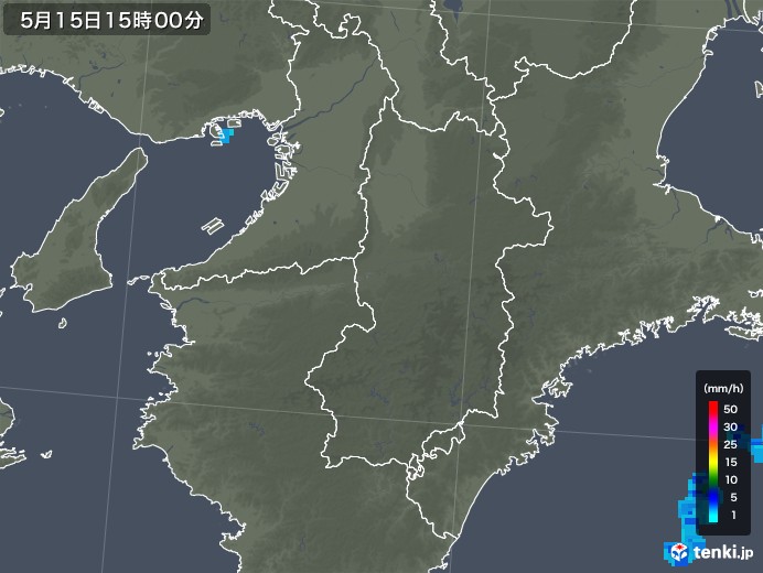 奈良県の雨雲レーダー(2019年05月15日)