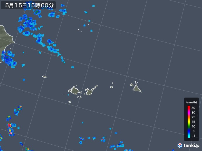 宮古・石垣・与那国(沖縄県)の雨雲レーダー(2019年05月15日)
