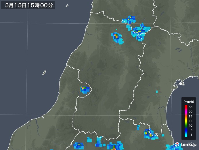 山形県の雨雲レーダー(2019年05月15日)