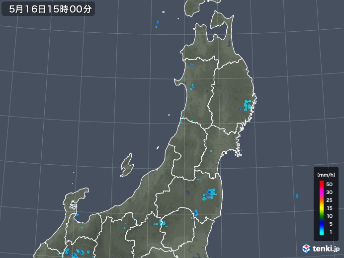 東北地方の雨雲の動き(2019年05月16日)