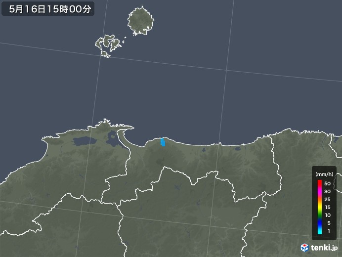 鳥取県の雨雲レーダー(2019年05月16日)