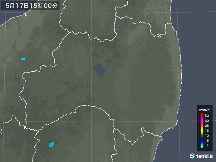 福島県の雨雲レーダー(2019年05月17日)