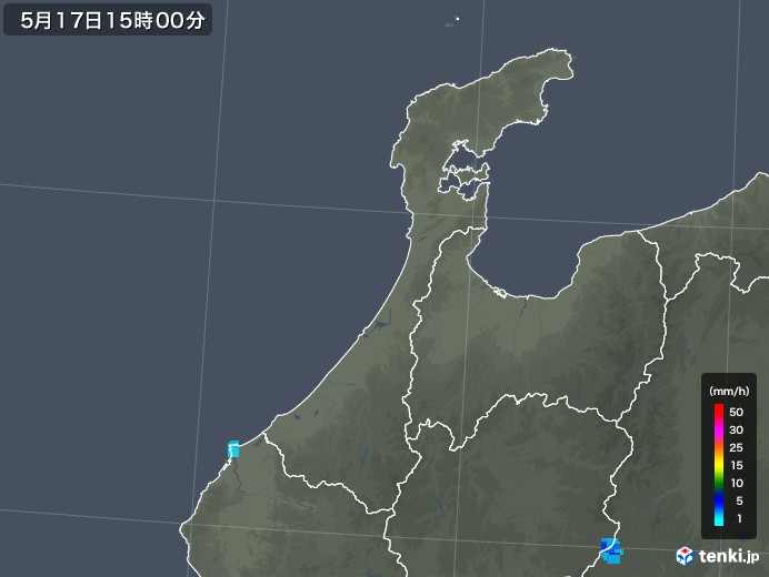 石川県の雨雲レーダー(2019年05月17日)