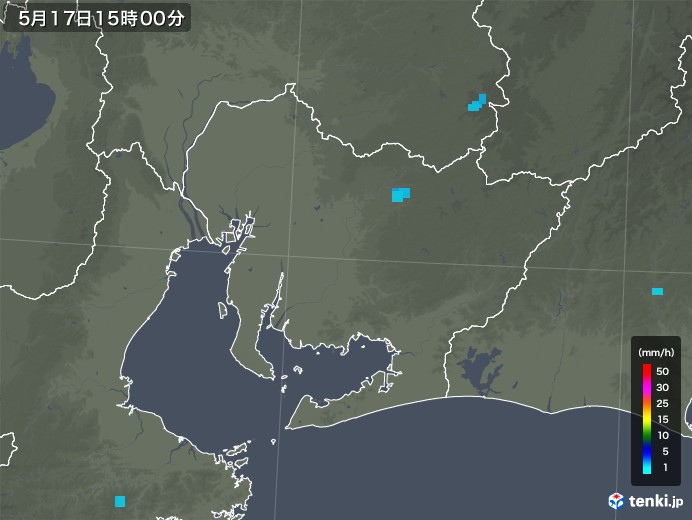愛知県の雨雲レーダー(2019年05月17日)
