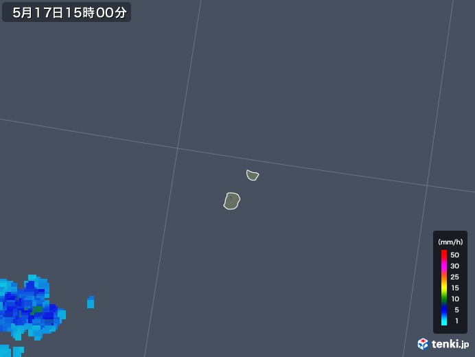 南大東島(沖縄県)の雨雲レーダー(2019年05月17日)