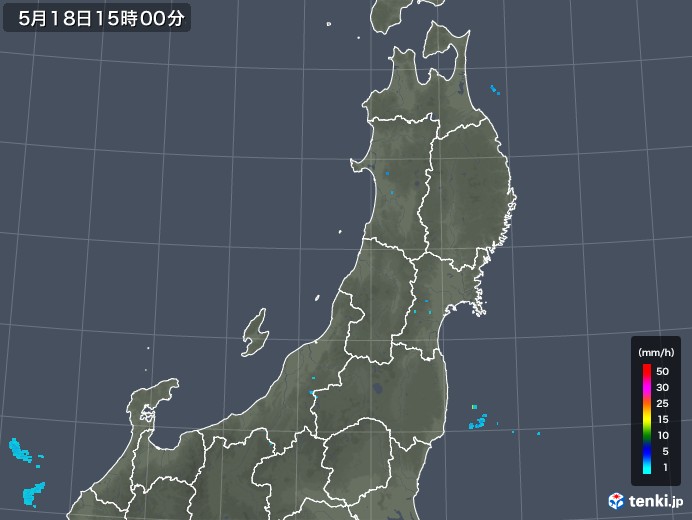 東北地方の雨雲レーダー(2019年05月18日)