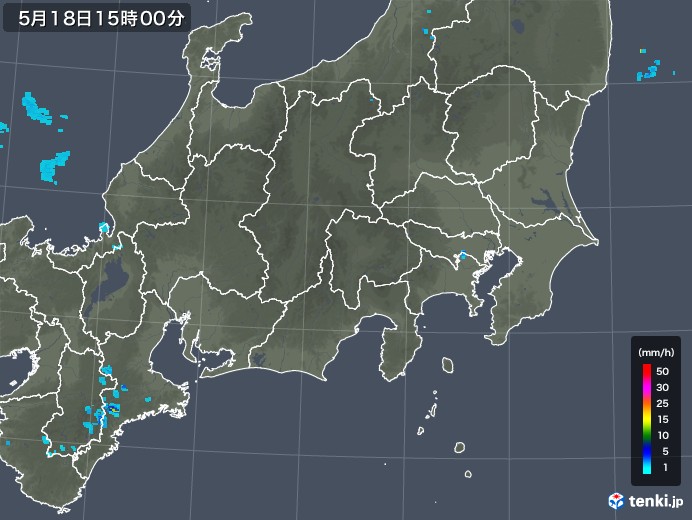 関東・甲信地方の雨雲レーダー(2019年05月18日)