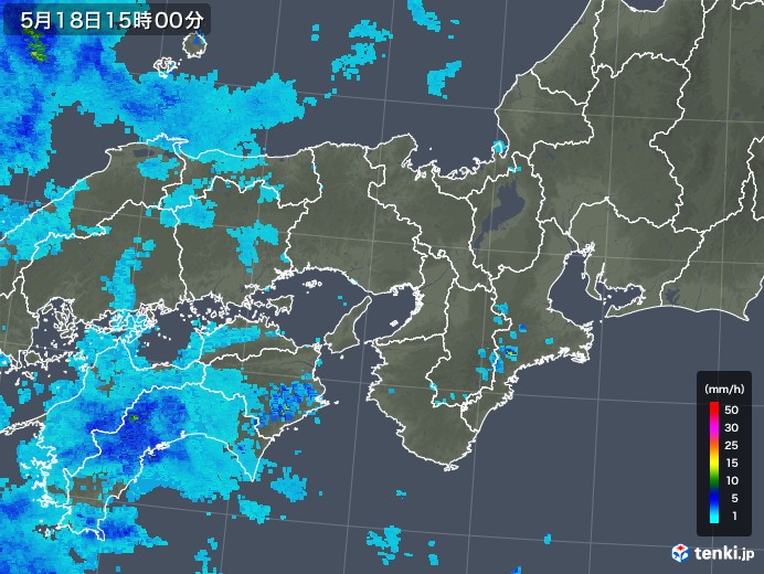 近畿地方の過去の雨雲レーダー(2019年05月18日) - 日本気象協会 ...