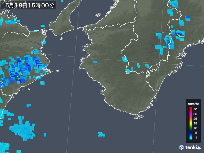 和歌山県の雨雲レーダー(2019年05月18日)