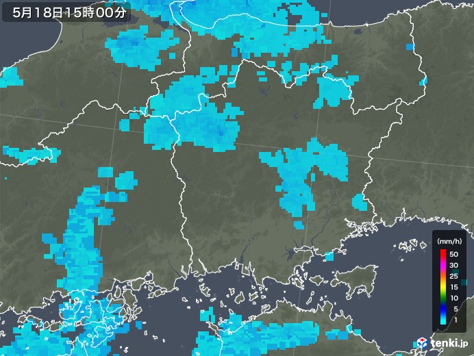 岡山県の雨雲レーダー(2019年05月18日)