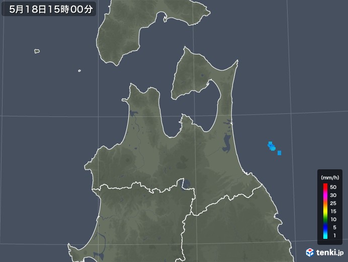 青森県の雨雲レーダー(2019年05月18日)