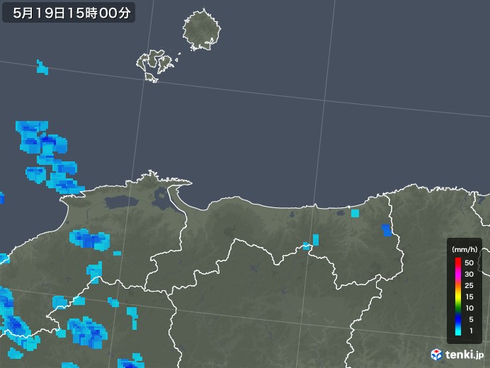 鳥取県の雨雲レーダー(2019年05月19日)