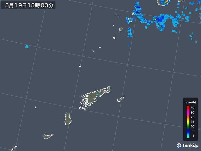 奄美諸島(鹿児島県)の雨雲レーダー(2019年05月19日)