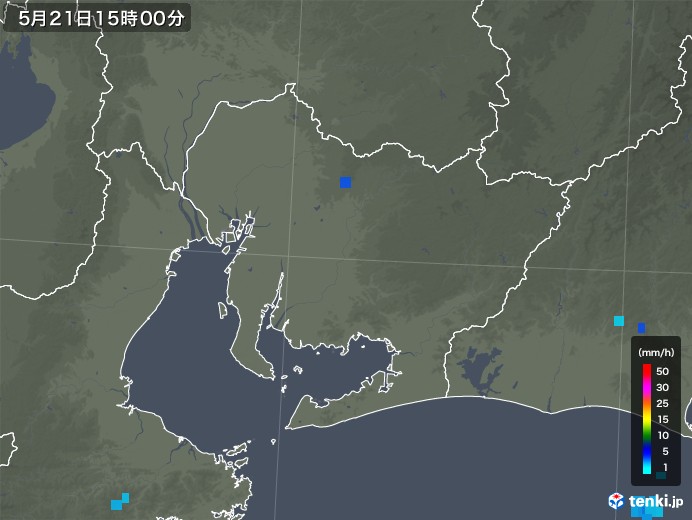 愛知県の雨雲レーダー(2019年05月21日)