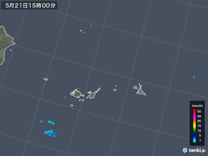 宮古・石垣・与那国(沖縄県)の雨雲レーダー(2019年05月21日)