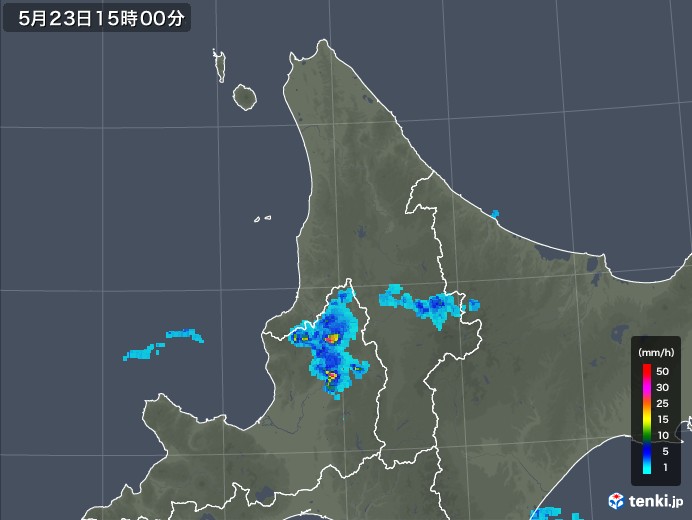 道北の雨雲の動き(2019年05月23日)