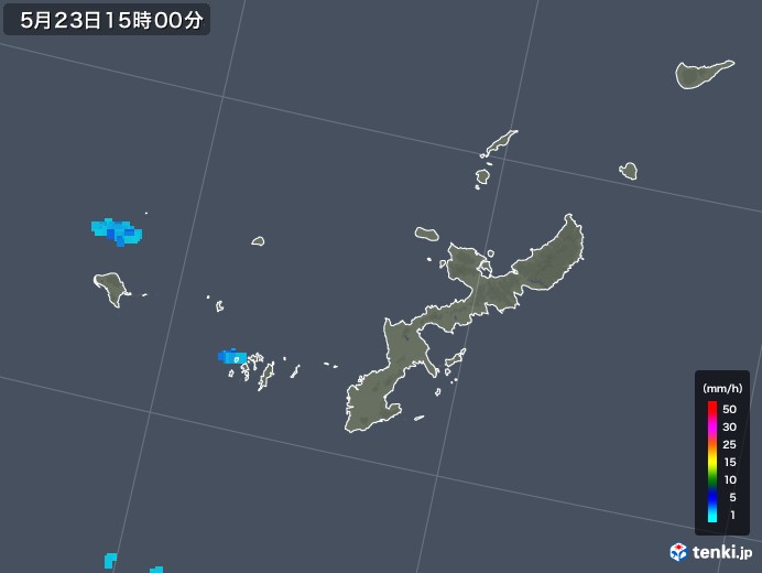 沖縄県の雨雲レーダー(2019年05月23日)