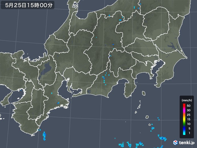 東海地方の雨雲レーダー(2019年05月25日)