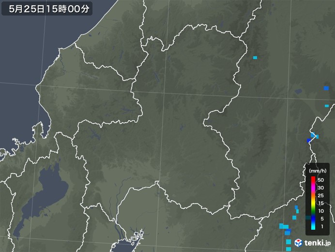 岐阜県の雨雲レーダー(2019年05月25日)