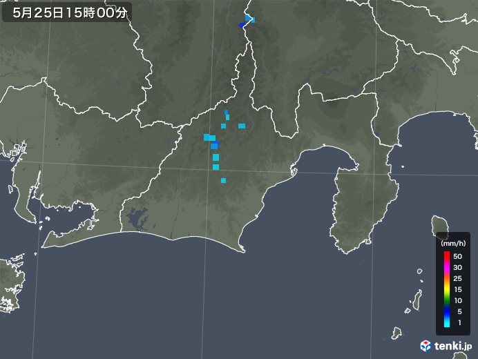 静岡県の雨雲レーダー(2019年05月25日)