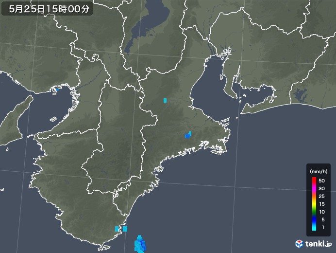 三重県の雨雲の動き(2019年05月25日)