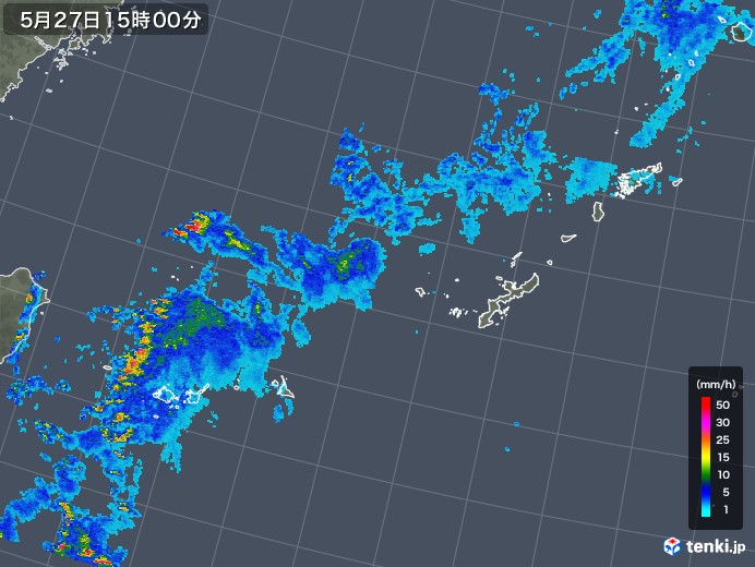 沖縄地方の雨雲レーダー(2019年05月27日)