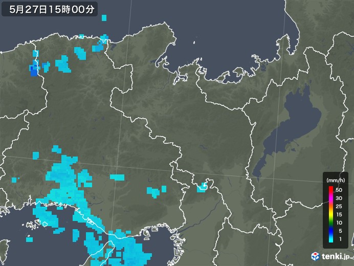 京都府の雨雲レーダー(2019年05月27日)