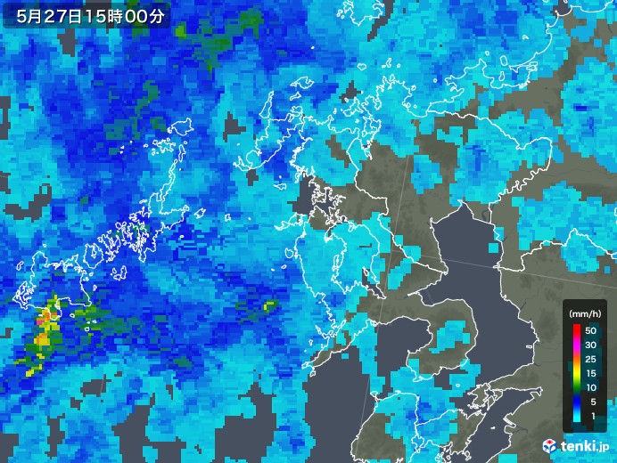 長崎県の雨雲レーダー(2019年05月27日)