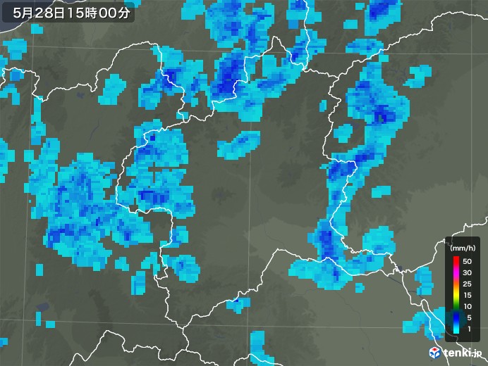 群馬県の雨雲レーダー(2019年05月28日)