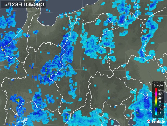 長野県の雨雲レーダー(2019年05月28日)