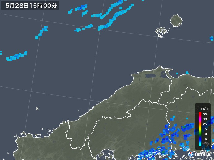 島根県の雨雲レーダー(2019年05月28日)