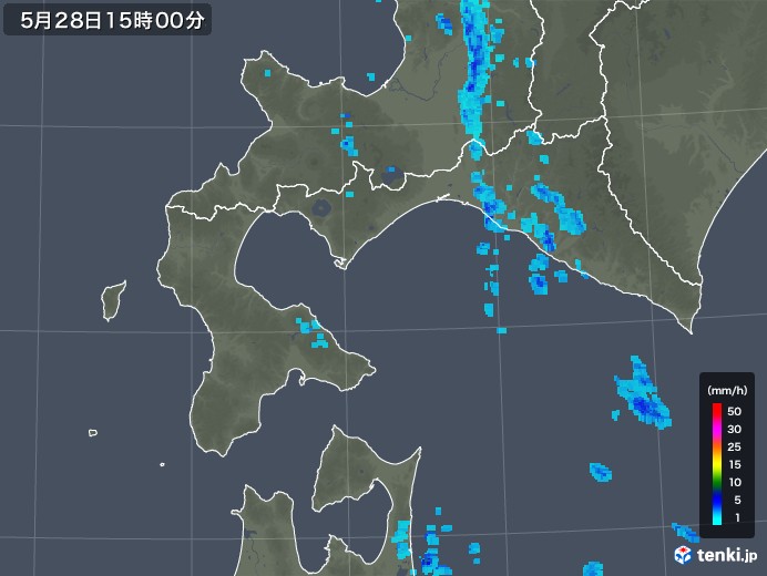 道南の雨雲レーダー(2019年05月28日)