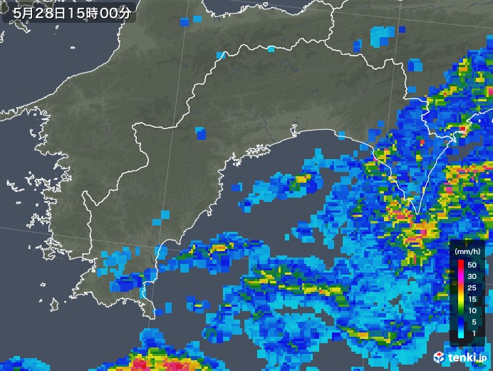 高知県の雨雲レーダー(2019年05月28日)